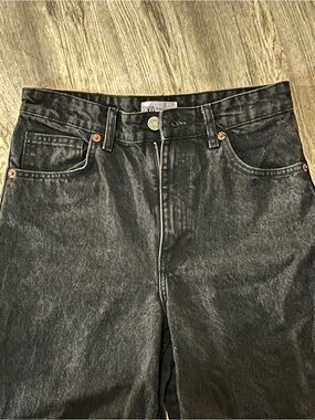 Zara Washed Black Straight-Leg Jeans